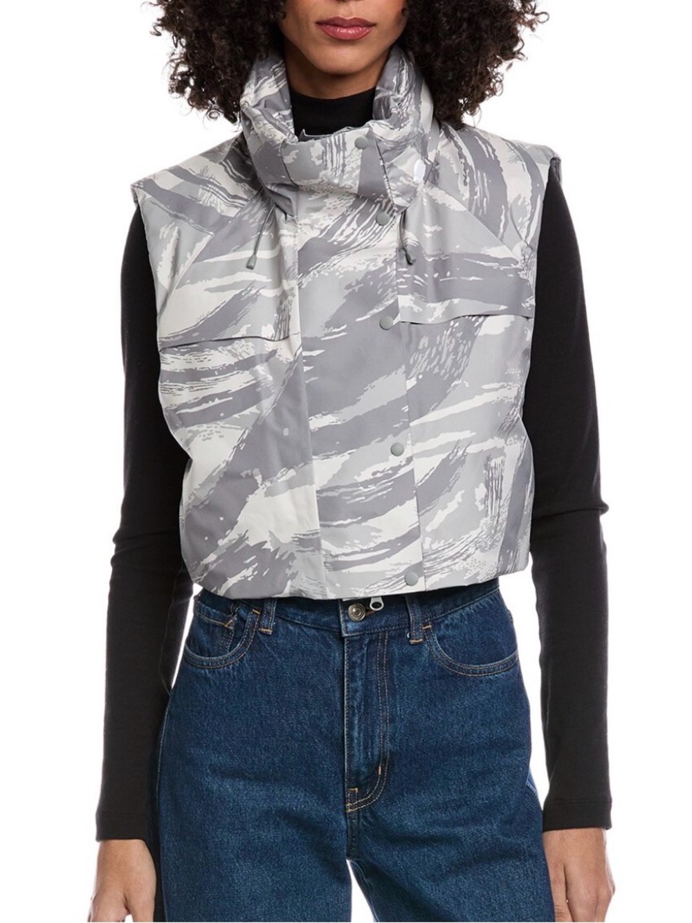 Moncler Hyke Gray & White Cropped Puffer Vest